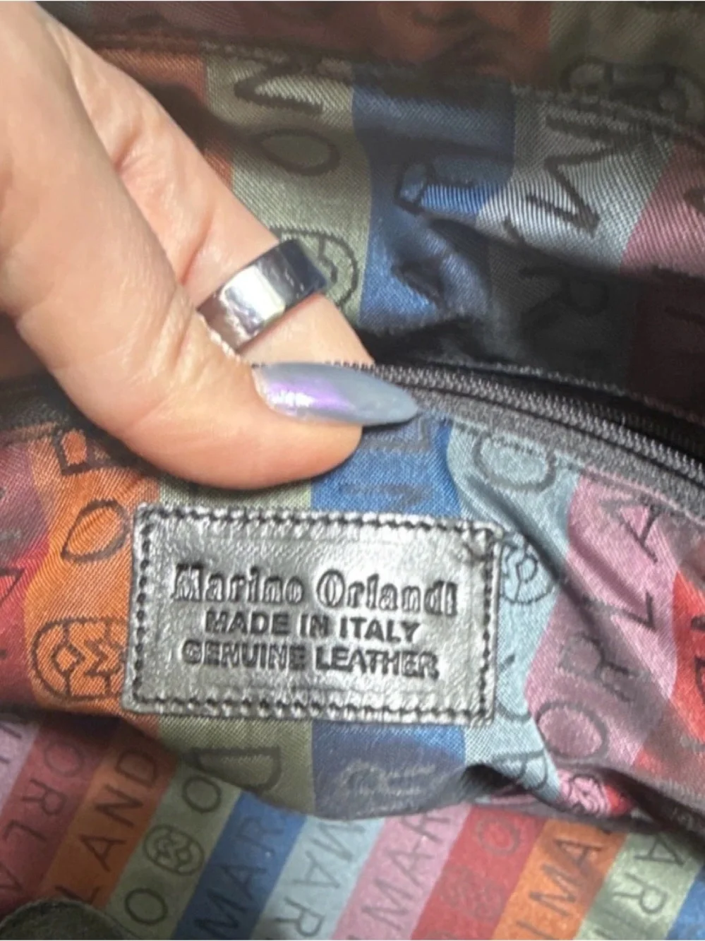 VINTAGE Marino Orlandi Designer Snake Print Satchel Bag